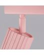 scharnier van een spotje van de roze geribbelde plafondspot Karbon met een lengte van 81 cm en vier spotjes