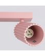 binnenzijde spotje met gu10 fitting van de roze geribbelde plafondspot Karbon met een lengte van 81 cm en vier spotjes