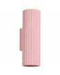 roze geribbeld buisvormige wandlamp Karbon met twee GU10 fittingen en een diameter van 65 mm met een hoogte van 20 cm