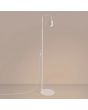 brandende witte vloerlamp Karbon van 160 cm hoog met een geribbeld spotje