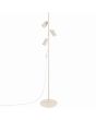 beige metalen vloerlamp met drie geribbelde spotjes met een diameter van 65 mm aan een stang van 155 cm hoog