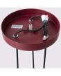 bevestiging van de bordeauxrode hanglamp met plafondplaat van 20 cm en drie pendels met een 30 cm hoge geribbelde buis met GU10 lampje