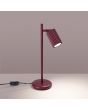 brandende bordeauxrode tafellamp van 43 cm hoog met spotje van geribbelde aluminium met GU10 lampje