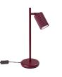 bordeauxrode tafellamp van 43 cm hoog met spotje van geribbelde aluminium met GU10 lampje