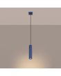 brandende ultramarijn blauw geribbeld buisvormige hanglamp met een diameter van 65 mm en kaphoogte van 30 cm