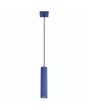 ultramarijn blauw geribbeld buisvormige hanglamp met een diameter van 65 mm en kaphoogte van 30 cm