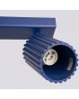 binnenzijde spotje met gu10 fitting van de ultramarijn blauw geribbelde plafondspot Karbon met een lengte van 81 cm en vier spotjes