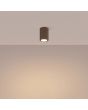 brandende bruin geribbelde plafondlamp Karbon met een diameter van 7 cm en een hoogte van 10 cm met een GU10 lampje