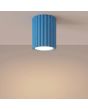 brandende lichtblauw geribbelde plafondlamp Karbon met een diameter van 7 cm en een hoogte van 10 cm met een GU10 lampje