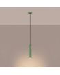 brandende saliegroen geribbeld buisvormige hanglamp Karbon met een diameter van 65 mm en kaphoogte van 30 cm