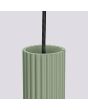 bovenzijde kapje van de saliegroen geribbeld buisvormige hanglamp Karbon met een diameter van 65 mm en kaphoogte van 30 cm