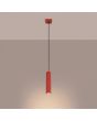 brandende rood geribbeld buisvormige hanglamp Karbon met een diameter van 65 mm en kaphoogte van 30 cm
