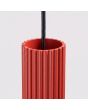 bovenzijde kapje van de rood geribbeld buisvormige hanglamp Karbon met een diameter van 65 mm en kaphoogte van 30 cm