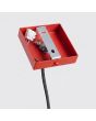 plafondplaatje van de rood geribbeld buisvormige hanglamp Karbon met een diameter van 65 mm en kaphoogte van 30 cm