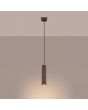 brandende bruin geribbeld buisvormige hanglamp Karbon met een diameter van 65 mm en kaphoogte van 30 cm