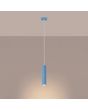 brandende lichtblauw geribbeld buisvormige hanglamp Karbon met een diameter van 65 mm en kaphoogte van 30 cm