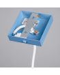 plafondplaatje van de lichtblauw geribbeld buisvormige hanglamp Karbon met een diameter van 65 mm en kaphoogte van 30 cm