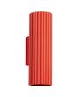 rood geribbeld buisvormige wandlamp Karbon met twee GU10 fittingen en een diameter van 65 mm met een hoogte van 20 cm