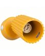 binnenzijde spotje met GU10 fitting van het geel geribbeld wandspotje met een uitval van 16 cm en een kiepschakelaar op het ronde wandplaatje