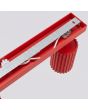 achterzijde rood geribbelde plafondspot Karbon met een lengte van 81 cm en vier spotjes