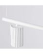 bovenzijde spotje van de witte langwerpige hanglamp Karbon van 122 cm lang met vier geribbelde spots van 65mm in diameter