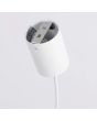 plafondkapje van de witte langwerpige hanglamp Karbon van 122 cm lang met vier geribbelde spots van 65mm in diameter