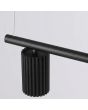 bovenzijde spotje van de zwarte langwerpige hanglamp Karbon van 122 cm lang met vier geribbelde spots van 65mm in diameter