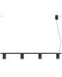 zwarte langwerpige hanglamp Karbon van 122 cm lang met vier geribbelde spots van 65mm in diameter