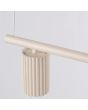 bovenzijde spotje van de beige langwerpige hanglamp Karbon van 122 cm lang met vier geribbelde spots van 65mm in diameter
