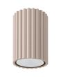 Sollux Karbon taupe kleurige plafondlamp van 10 cm hoog en 6,5 cm in diameter met geribbelde zijkant en GU10 lampje naar beneden gericht