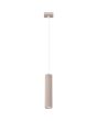 Sollux Karbon taupe kleurige buisvormige hanglamp met kap van 30 cm hoog geribbeld aluminium met een GU10 spotje
