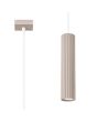 Sollux Karbon taupe kleurige buisvormige hanglamp met kap van 30 cm hoog geribbeld aluminium met een GU10 spotje