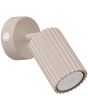 Sollux Karbon taupe kleurige wandspot van 16 cm diep met schakelaar en geribbelde spot met GU10 lamp