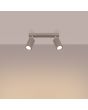 Brandende Sollux Karbon taupe kleurige plafondspot van 30 cm met twee geribbelde buisvormige spotjes met GU10 lamp