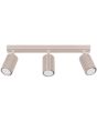 Sollux Karbon taupe kleurige langwerpige plafondspot van 45 cm lang met drie geribbelde cilindervormige spots met GU10 lamp