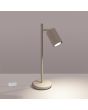 Brandende Sollux Karbon taupe kleurige tafellamp van 43 cm hoog met een geribbeld cilindervormig spotje met GU10 lamp