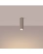 Brandende Sollux Karbon taupe kleurige geribbelde cilindervormige plafondlamp van 20 cm hoog met een GU10 LED lamp