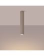 Brandende Sollux Karbon taupe kleurige geribbelde cilindervormige plafondlamp van 40 cm hoog met een GU10 lamp