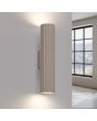 Brandende Sollux Karbon taupe kleurige up down geribbelde buisvormige wandlamp van 30 cm hoog voor twee GU10 lampen