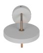 Bovenaanzicht Trio Keaton warm grijze wandlamp van 18,5 cm hoog met dubbele schijf vormige kap met geïntegreerde led naar beneden