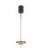 Brandende Trio Keaton zwarte hanglamp met dubbele schijf vormige kap van 20 cm in diameter met geïntegreerde led