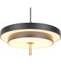 Brandende kap van de Trio Keaton zwarte hanglamp met dubbele schijf vormige kap van 40 cm in diameter met geïntegreerde led