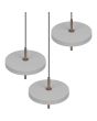 Bovenaanzicht kappen van de Trio Keaton warm grijze hanglamp van 45cm in diameter met drie met dubbele schijf vormige kappen van 25 cm in diameter met geïntegreerde led