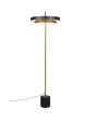 Brandende Trio Keaton zwarte vloerlamp van 138 cm hoog met dubbele schijf vormige kap met geïntegreerde led naar beneden