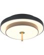 Brandende Trio Keaton zwarte plafonniere van 40cm in diameter met een dubbele schijf met geintegreerde LED