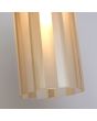 glas van de bronzen hanglamp met een kap van mat met helder gestreept amber kleurig glazen kap met een diameter van 11cm