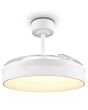 Reality Kerava witte plafondventilator van 50 cm in diameter met ingeklapte wieken en witte LED unit in het midden