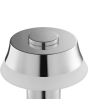 Bovenaanzicht van de Brilliant Kinich chroom kleurige oplaadbare tafellamp van 16,5 cm hoog en 15 cm in diameter met LED acryl rand onder de kap