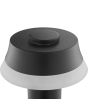 Bovenaanzicht Brilliant Kinich zwarte oplaadbare tafellamp van 16,5 cm hoog en 15 cm in diameter met LED acryl rand onder de kap