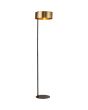 Searchlight Knox EU20225-1GO brandende zwarte vloerlamp met bandvormige kap van goudkleurig metaal